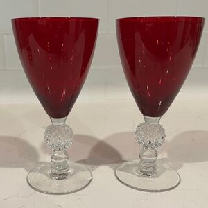 Vintage Morgantown Art Deco Ruby Cut To Clear Goblets 9 oz Set Of 2